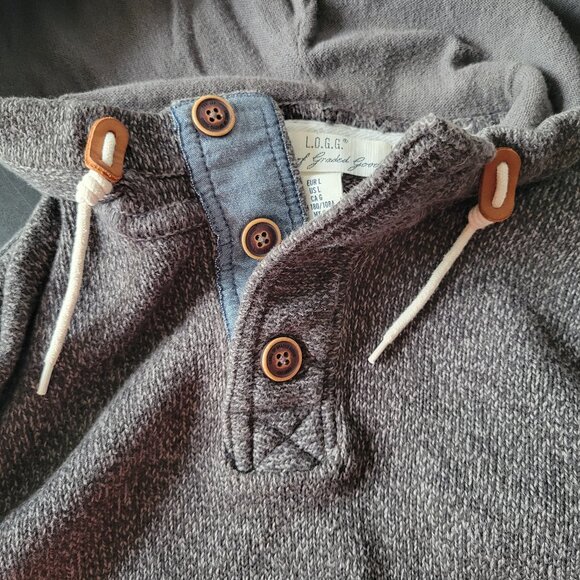H&M LOGG Men’s L Hooded Knit Sweater, 100% Cotton, Front Pockets, Gray, EUC - Picture 6 of 10